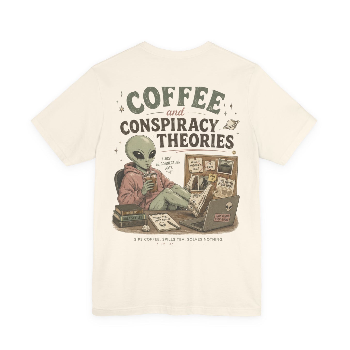 Coffee & Conspiracy Theory Tee — Women's Graphic T-Shirt