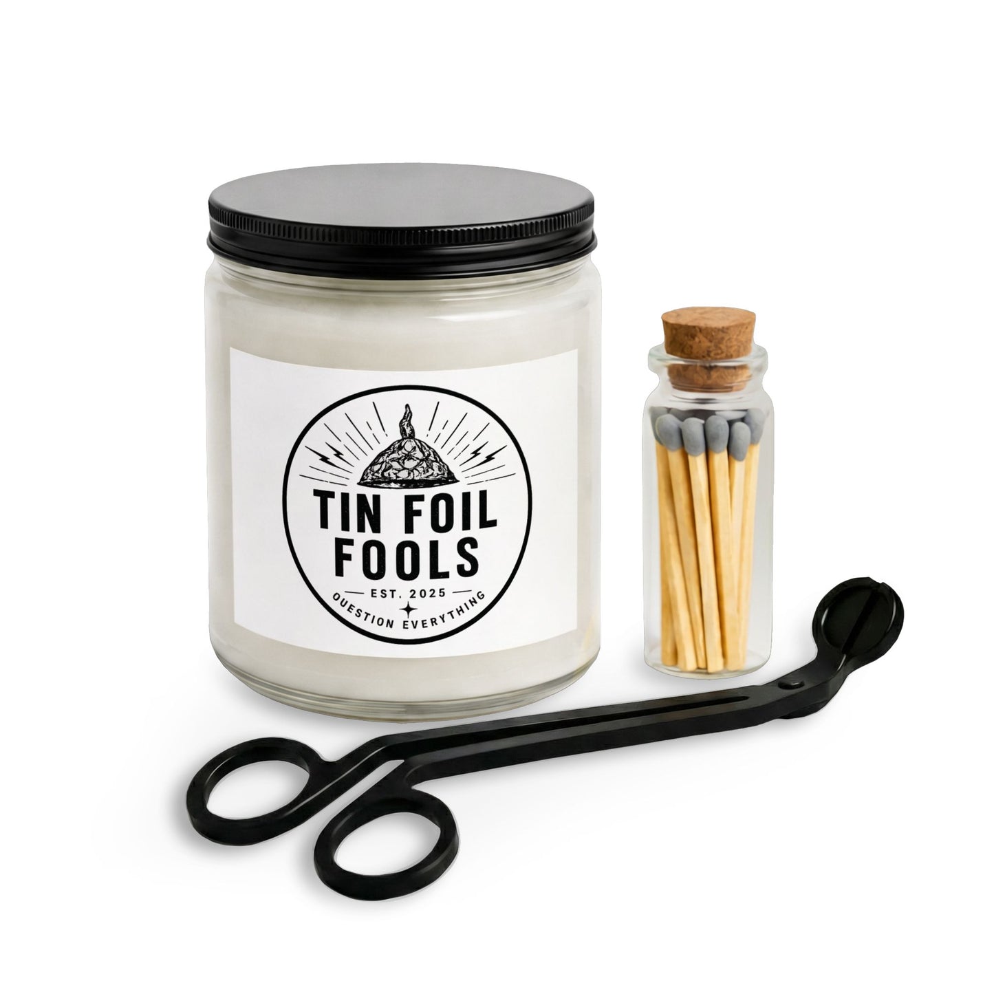 Tin Foil Fools Candle Set — with Matches & Wick Trimmer