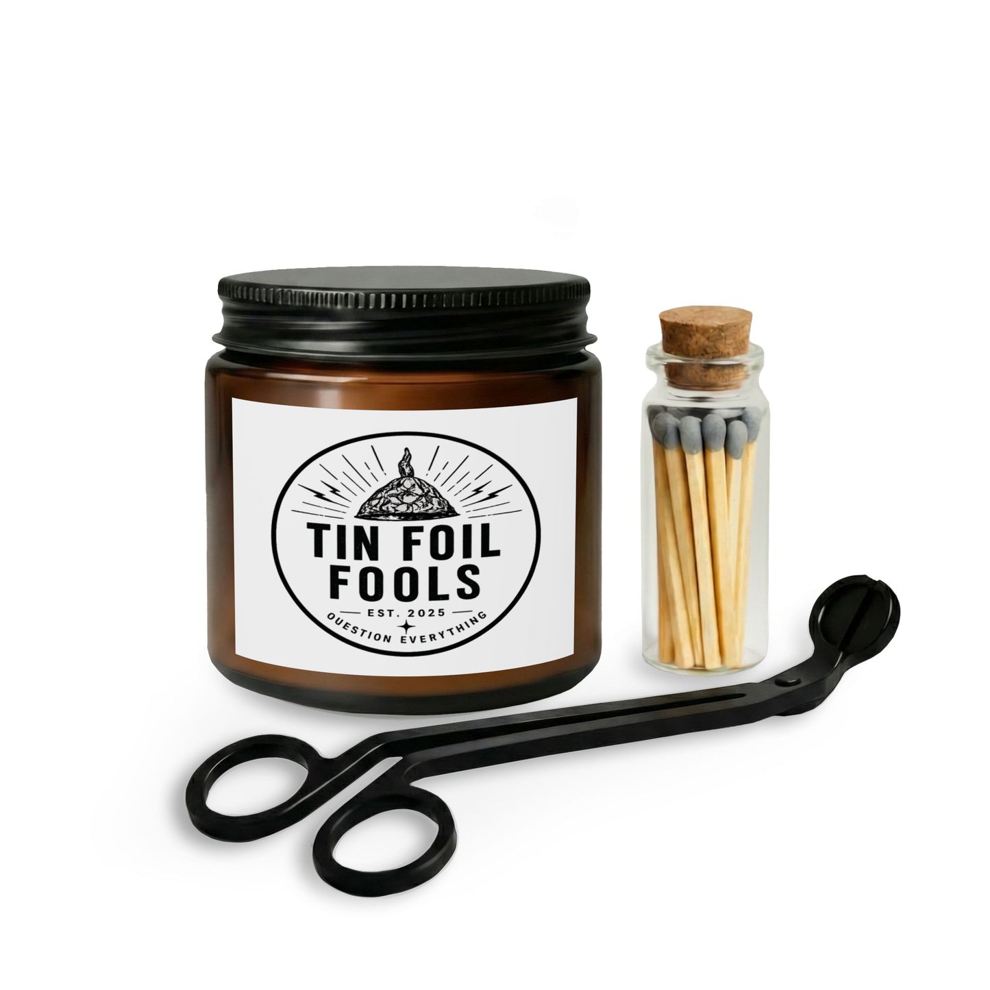 Tin Foil Fools Candle Set — with Matches & Wick Trimmer
