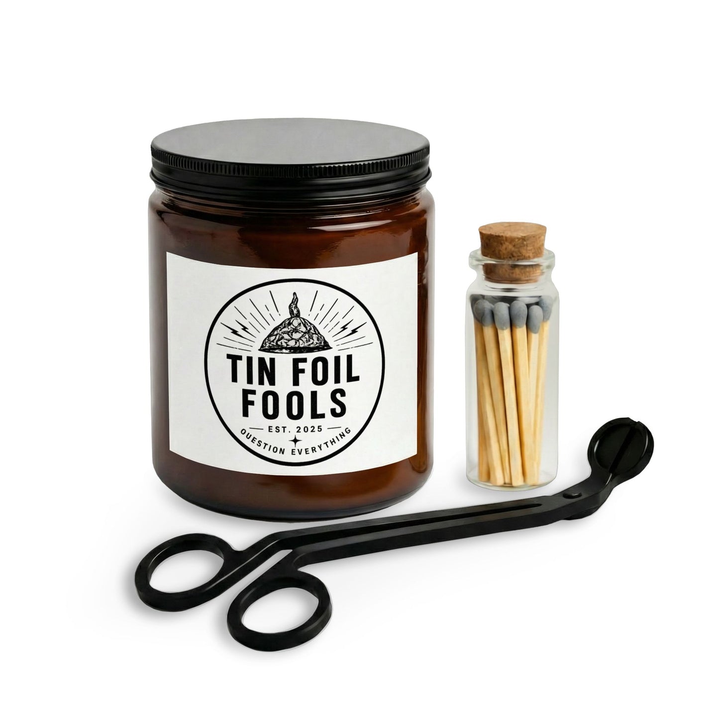 Tin Foil Fools Candle Set — with Matches & Wick Trimmer