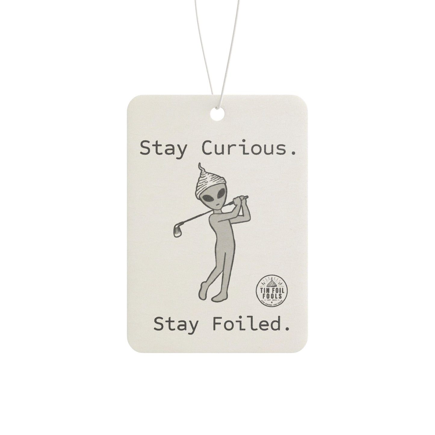 Alien Golfer Tin Foil Hat Car Air Freshener